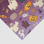 Fun Halloween Gold Glitter Ghosts Paars Patroon Tissuepapier (Detail)