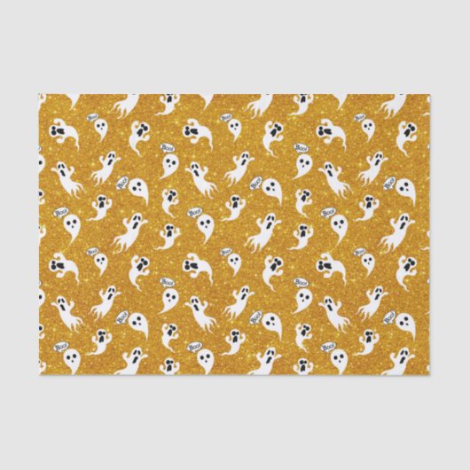 Fun Halloween Gold Glitter Ghosts Tissuepapier (Voorkant)