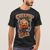 Fun Halloween graphic with jackolantern hand spook T-shirt (Voorkant)