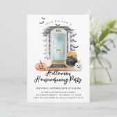 Fun Halloween Housewarming Party Blue Front Aankondiging (Staand voorkant)