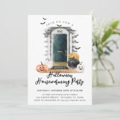 Fun Halloween Housewarming Party Green Front Aankondiging (Staand voorkant)