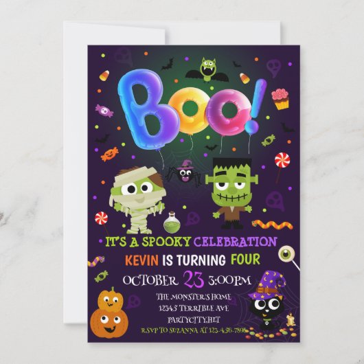 Fun Halloween Kinder Costume Birthday Party Kaart (Voorkant)