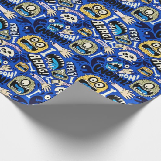 Fun Halloween Monster Pattern Cadeaupapier (Hoek)