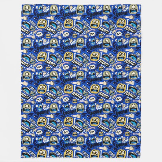 Fun Halloween Monster Pattern Fleece Deken (Voorkant)