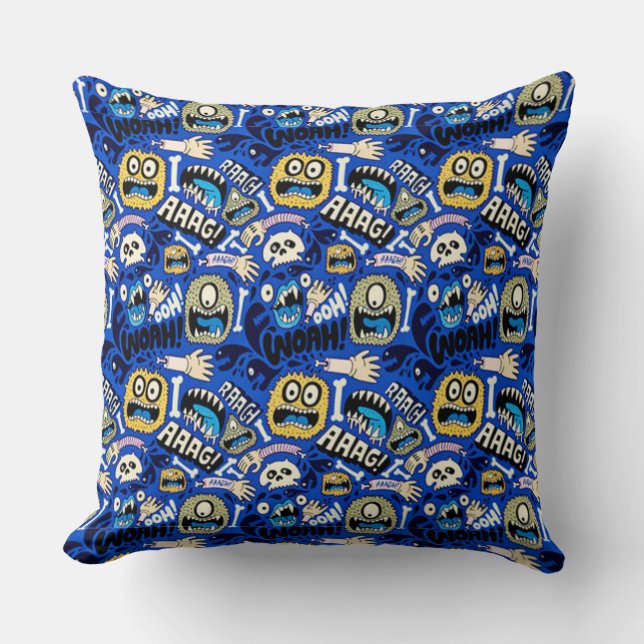 Fun Halloween Monster Pattern Kussen (Voorkant)