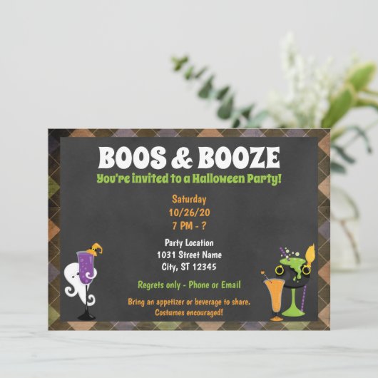 Fun Halloween Party Invitation for Adults Kaart (Staand voorkant)