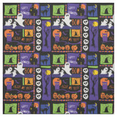 Fun Halloween Patch Print Fabric Stof (Swatch)