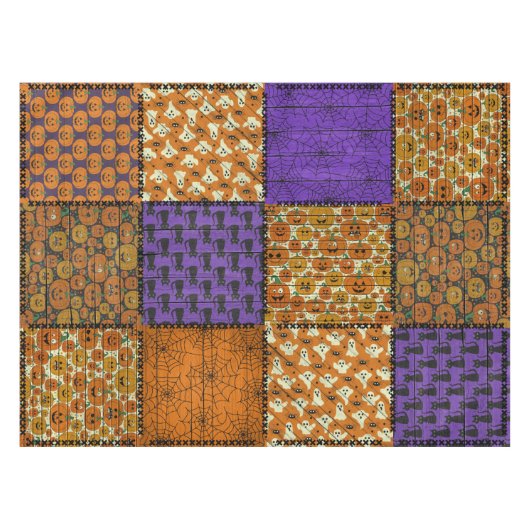 Fun Halloween Patchwork Afbeelding Tafelkleed (Voorkant (Horizontaal))