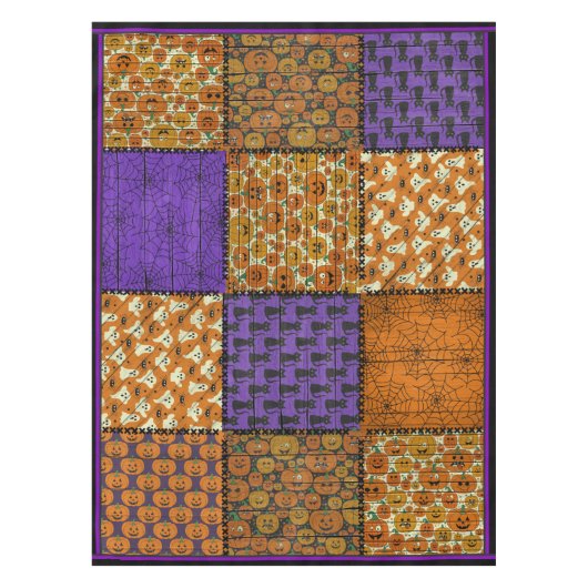 Fun Halloween Patchwork Afbeelding Tafelkleed (Voorkant)