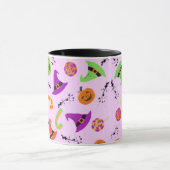 Fun Halloween Patterned Paarse Background Mok (Midden)