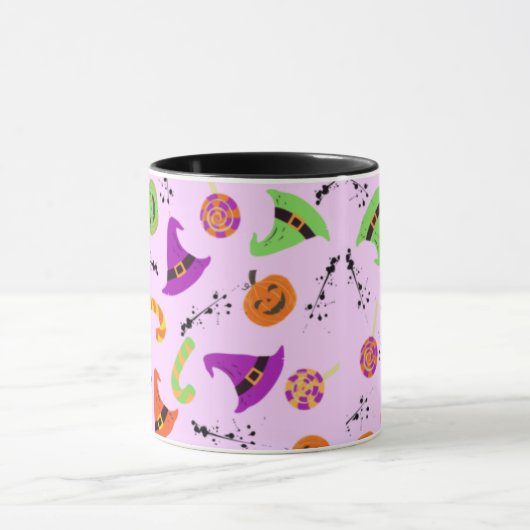Fun Halloween Patterned Paarse Background Mok (Midden)