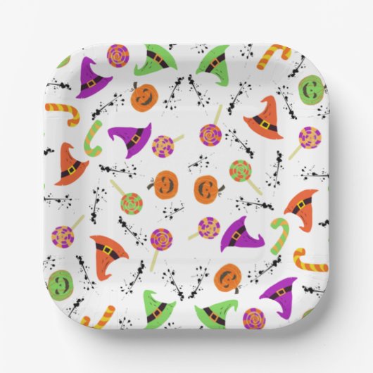 Fun Halloween Patterned Papieren Bordje (Voorkant)