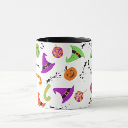 Fun Halloween Patterned White Achtergrond Mok (Midden)