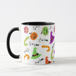 Fun Halloween Patterned White Achtergrond Mok