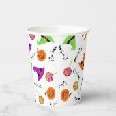 Fun Halloween Patterned White Achtergrond Papieren Bekers (Links)