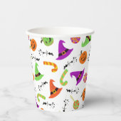 Fun Halloween Patterned White Achtergrond Papieren Bekers (Voorkant)