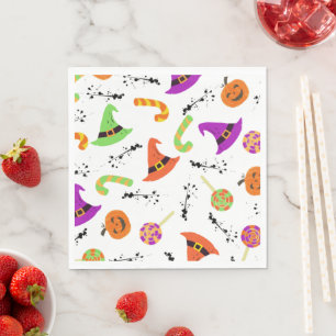Fun Halloween Patterned White Achtergrond Servet