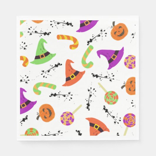 Fun Halloween Patterned White Achtergrond Servet (Voorkant)