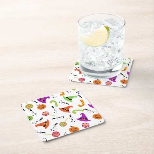 Fun Halloween Patterned White Kartonnen Onderzetters (Insitu)