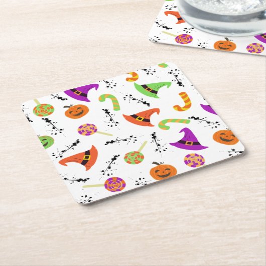 Fun Halloween Patterned White Kartonnen Onderzetters (Schuin)