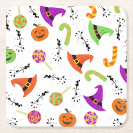 Fun Halloween Patterned White Kartonnen Onderzetters