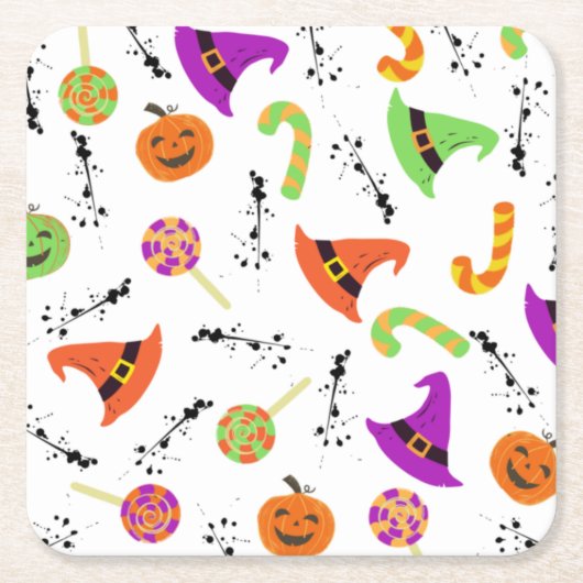 Fun Halloween Patterned White Kartonnen Onderzetters (Voorkant)