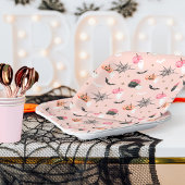 Fun Halloween Pink & Oranje Pumpkin Spider Web Bat Papieren Bordje