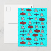 Fun Halloween Print op Blue Briefkaart (Voorkant / Achterkant)