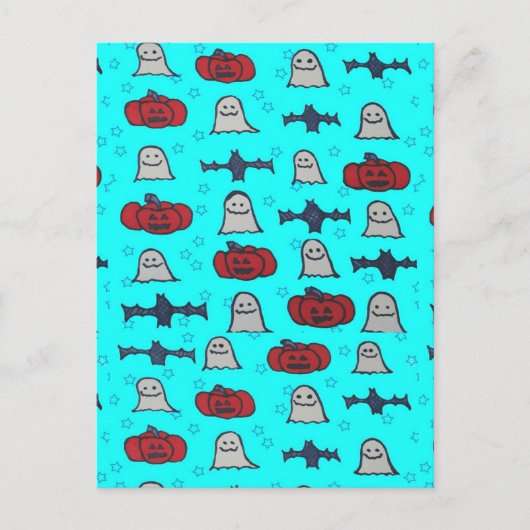Fun Halloween Print op Blue Briefkaart (Voorkant)
