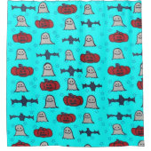 Fun Halloween Print op Blue Douchegordijn (Voorkant)