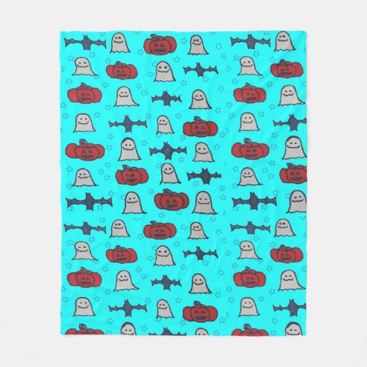 Fun Halloween Print op Blue Fleece Deken (Voorkant)