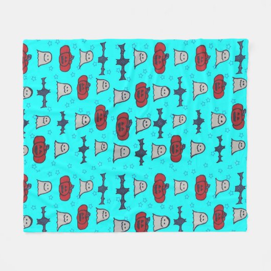 Fun Halloween Print op Blue Fleece Deken (Voorkant (Horizontaal))