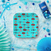 Fun Halloween Print op Blue Papieren Bordje (Feest)