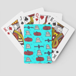 Fun Halloween Print op Blue Pokerkaarten