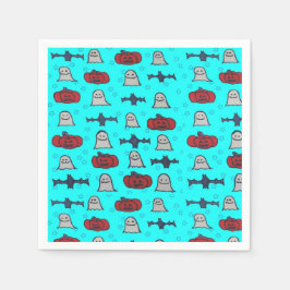 Fun Halloween Print op Blue Servet