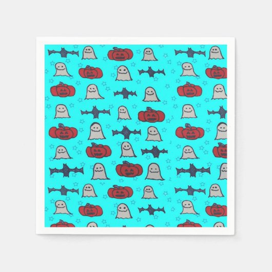 Fun Halloween Print op Blue Servet (Voorkant)