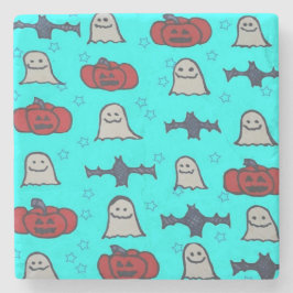 Fun Halloween Print op Blue Stenen Onderzetter