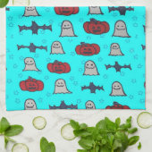 Fun Halloween Print op Blue Theedoek (Gevouwen)