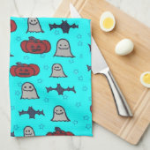 Fun Halloween Print op Blue Theedoek (Quarter Fold)