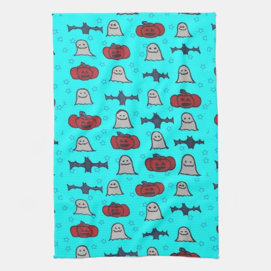 Fun Halloween Print op Blue Theedoek (Verticaal)