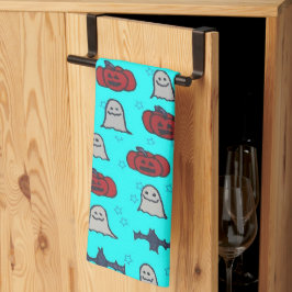 Fun Halloween Print op Blue Theedoek