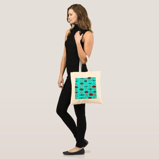 Fun Halloween Print op Blue Tote Bag (Voorkant (model))