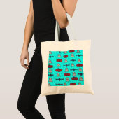 Fun Halloween Print op Blue Tote Bag (Voorkant (product))