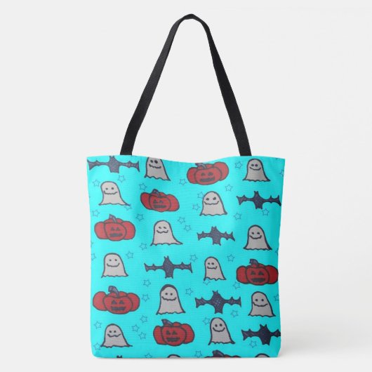 Fun Halloween Print op Blue Tote Bag (Achterkant)