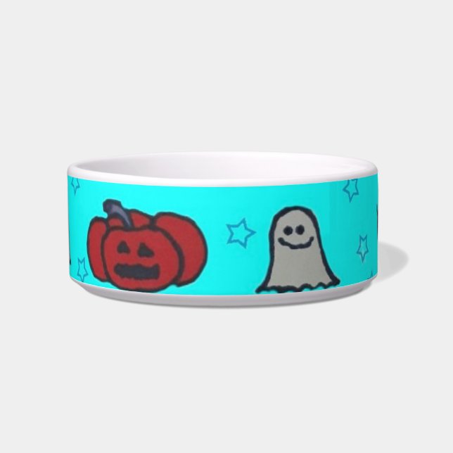 Fun Halloween Print op Blue Voerbakje (Voorkant)