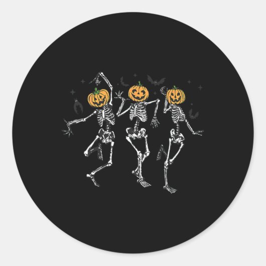 Fun Halloween Pumpkin Danskeleton Costume Wom Ronde Sticker (Voorkant)
