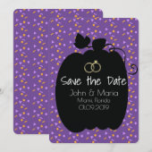 Fun Halloween Pumpkin Save the Date Invitation Kaart (Voorkant / Achterkant)