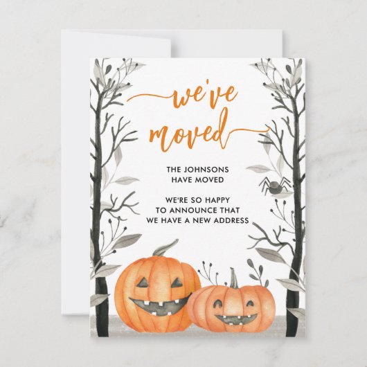 Fun Halloween Pumpkin We hebben het adres gewijzig Aankondiging (Voorkant)