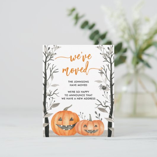 Fun Halloween Pumpkin We hebben het adres gewijzig Aankondiging (Staand voorkant)