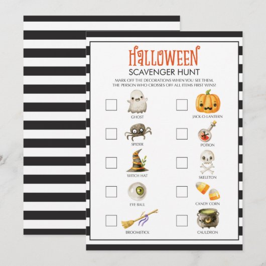 Fun Halloween ThRapport Scavenger Hunt voor kinder (Voorkant / Achterkant)